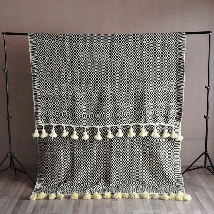 Brown and yellow Moroccan Blanket-Cooperatissage Traditionnel-MyTindy