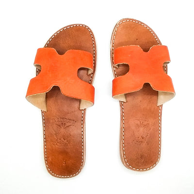 Real Leather Orange Sandals-My Real Leather-MyTindy