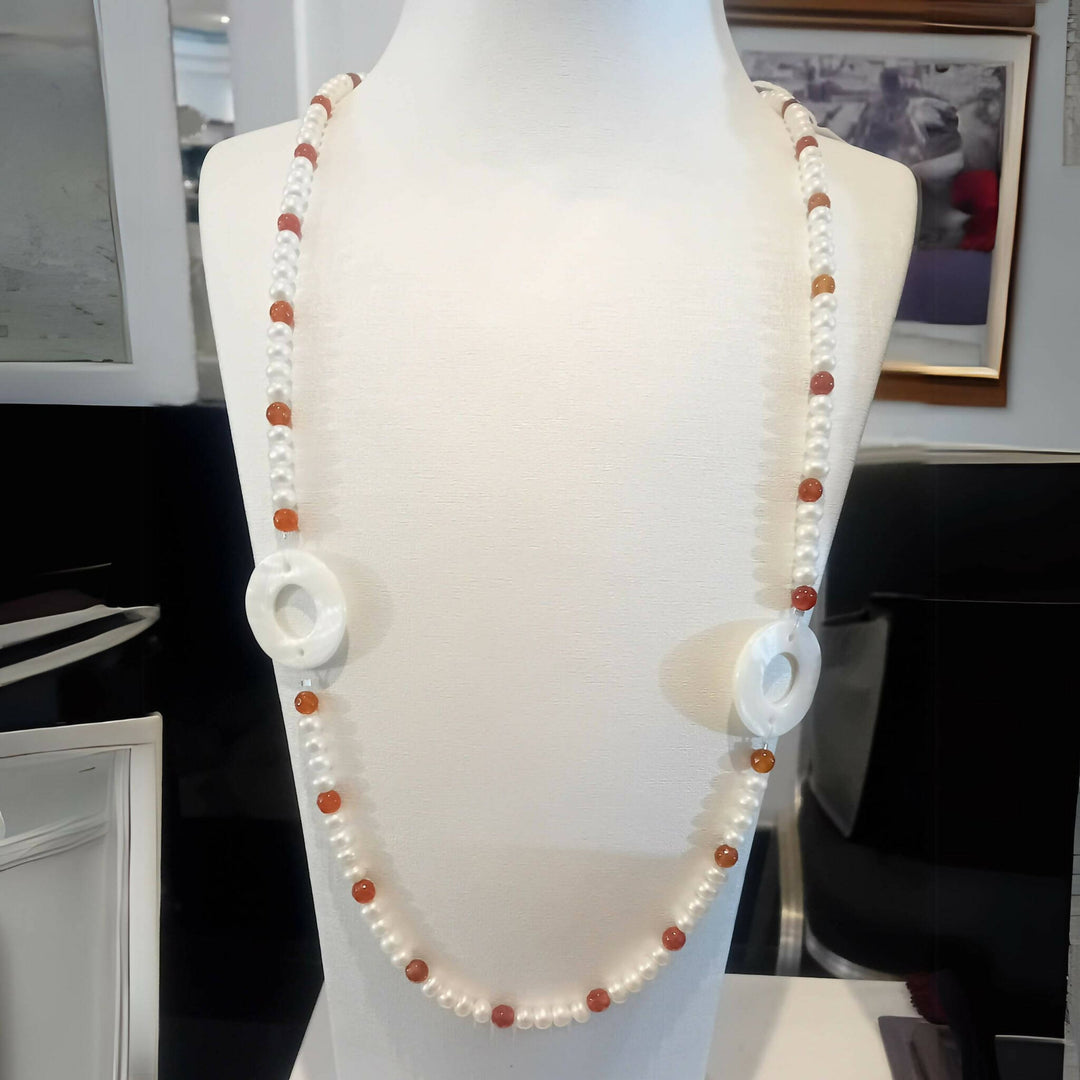 Pearl and agate necklace