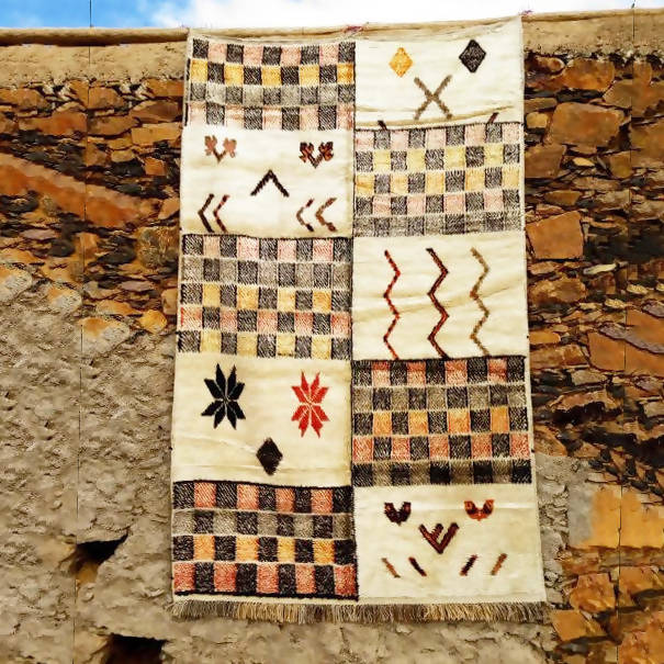 Tribal Checkboard Moroccan Rug-Coopérative Bakiz-MyTindy