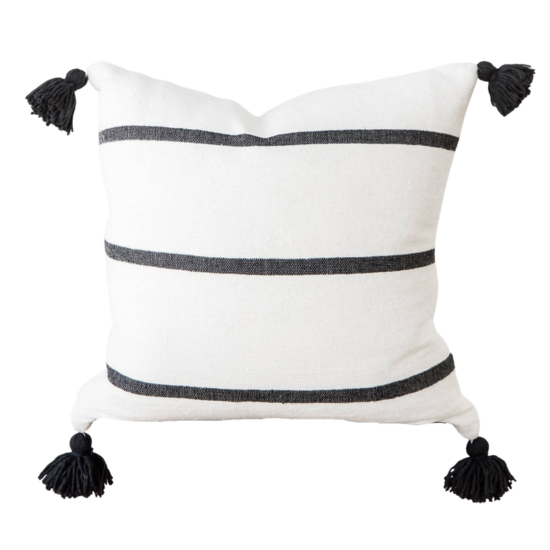 Black & White Pom Pom Pillow Cover