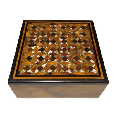 Handmade Thuja Wood Jewelry Box with Seashell Ornaments-Mohamed El Arbi-MyTindy