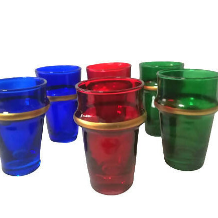 Set of 6 Beldi Glass (Red, Blue and Green)