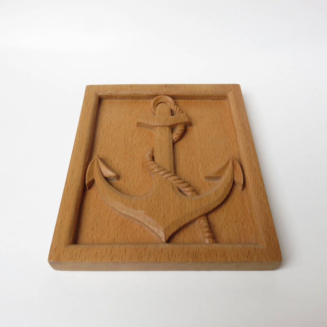 Wood relief carving anchor boat