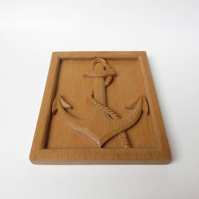 Wood relief carving anchor boat