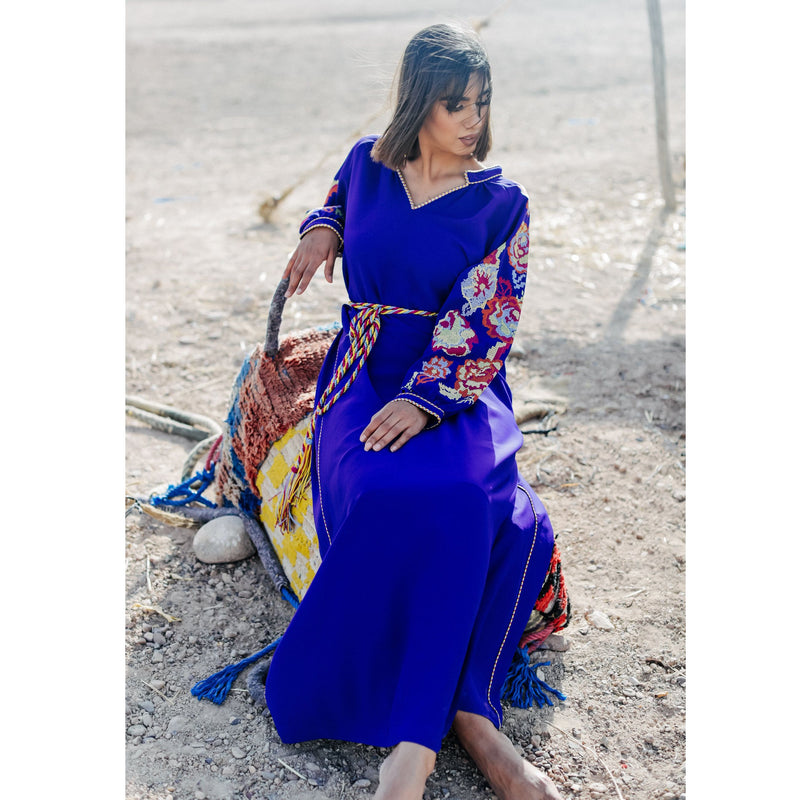 Navy Blue Gandoura Moroccan Dress