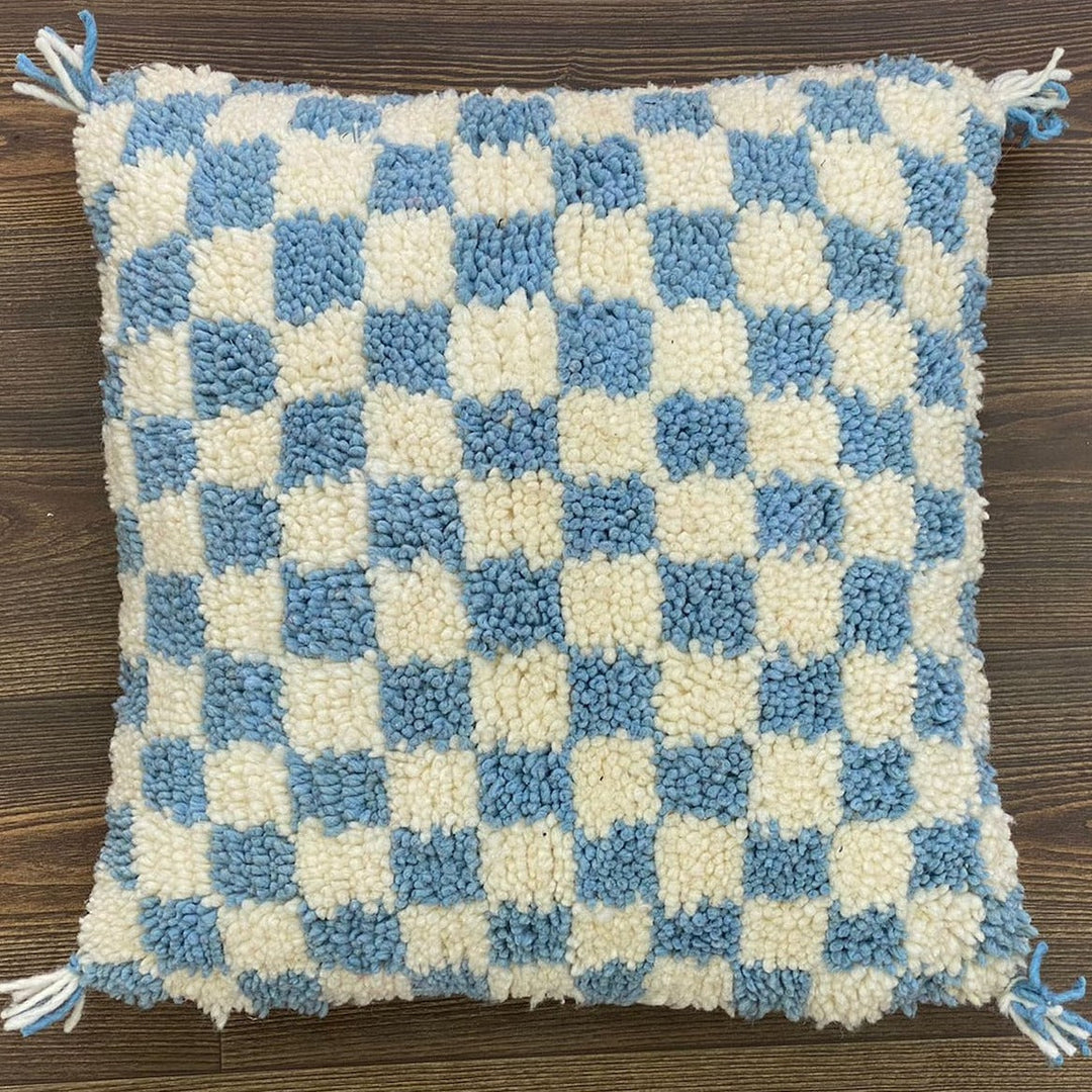 Berber Pillow Sky Blue Checkered