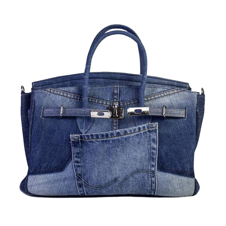 Birkin Style Jean Handbag - Available in 3 sizes-Museo Factory-MyTindy