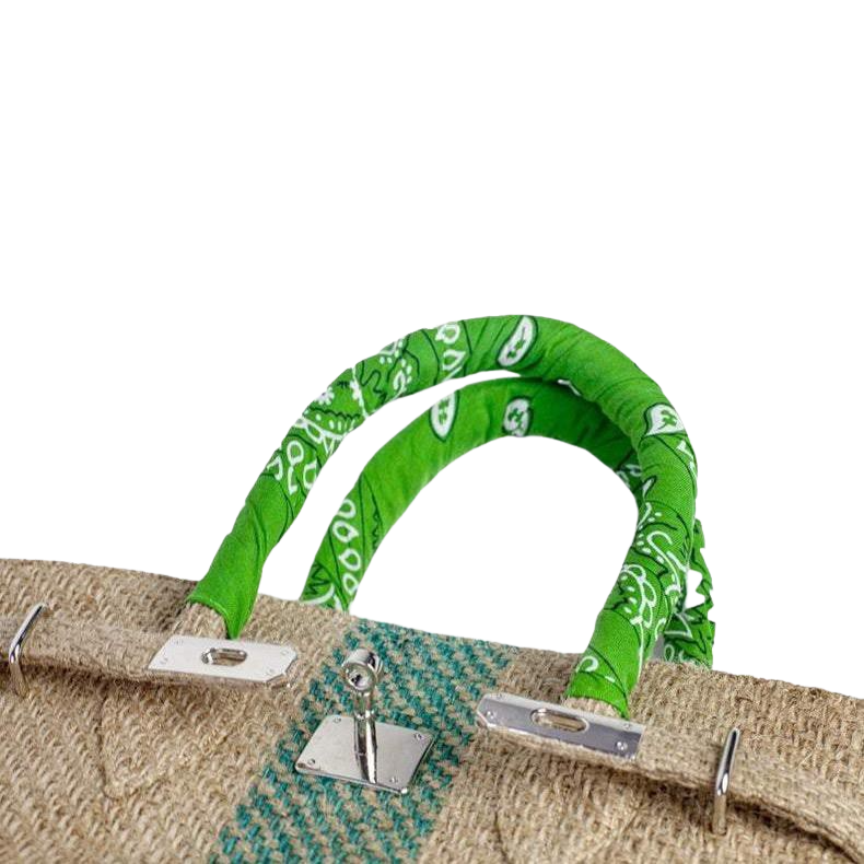 24H Birkin Style Green Coffee Jute Handbag-Museo Factory-MyTindy