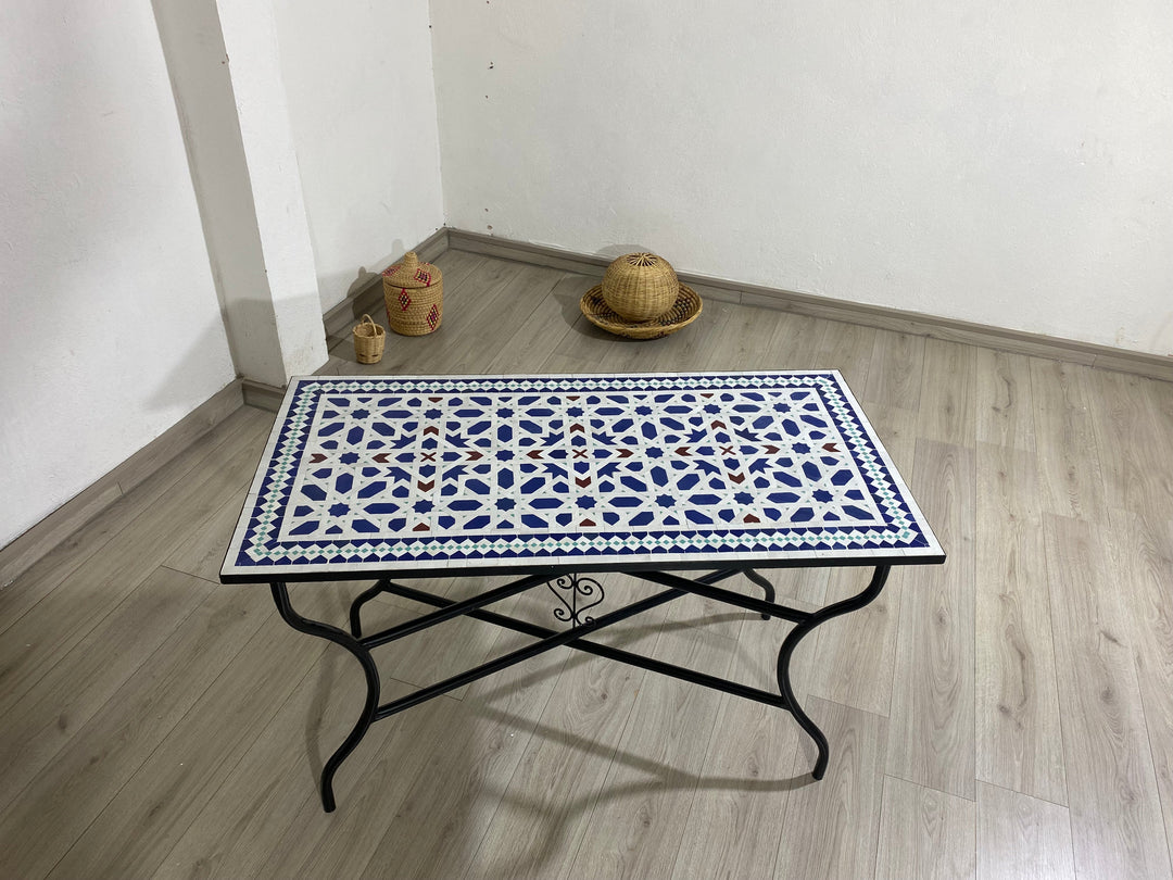 Dinning mosaic table, Marrakech mosaic outdoor/indoor table 100% handcrafted, Mid century Mosaic Table, Large Mosaic Table