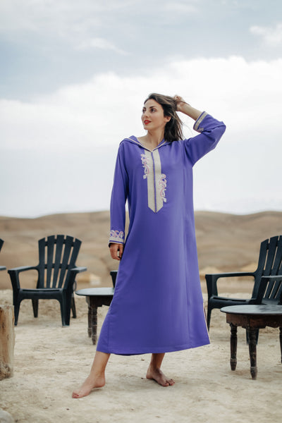Purple Djellaba Moroccan Dress-Yass and Yass-MyTindy