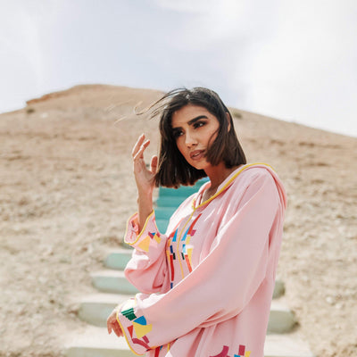 Baby Pink Djellaba Moroccan Dress-Yass and Yass-MyTindy