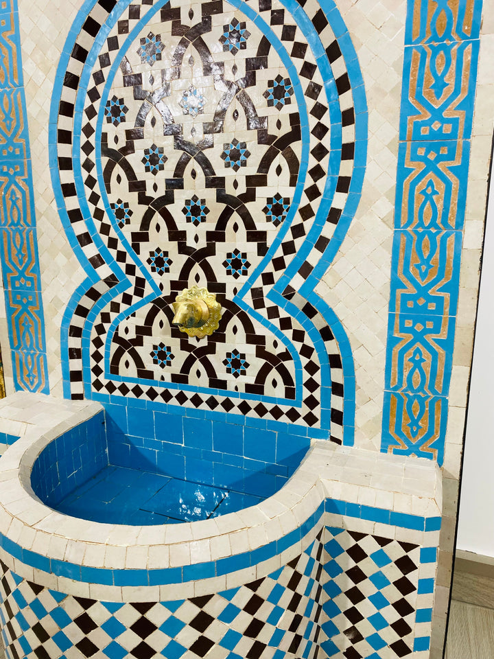 Custom Mosaic Fountai for Outdoor/Indoor -  Mid Century Fountain water inside Modern Flair - Moroccan Hung or Floor Fountain