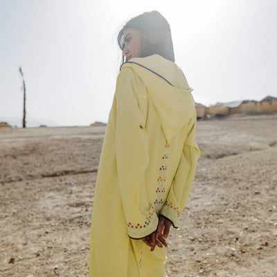 Yellow Djellaba Moroccan Dress-Yass and Yass-MyTindy