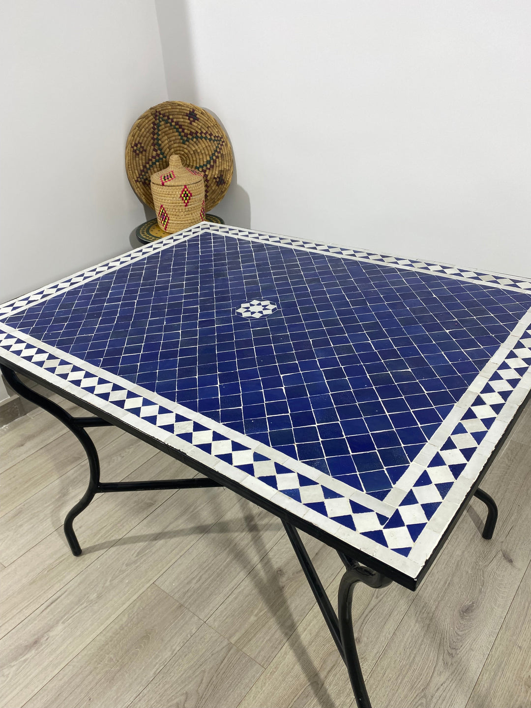Moroccan blue mosaic Table for outdoor & indoor made Mosaic tiles, 100% handcrafted