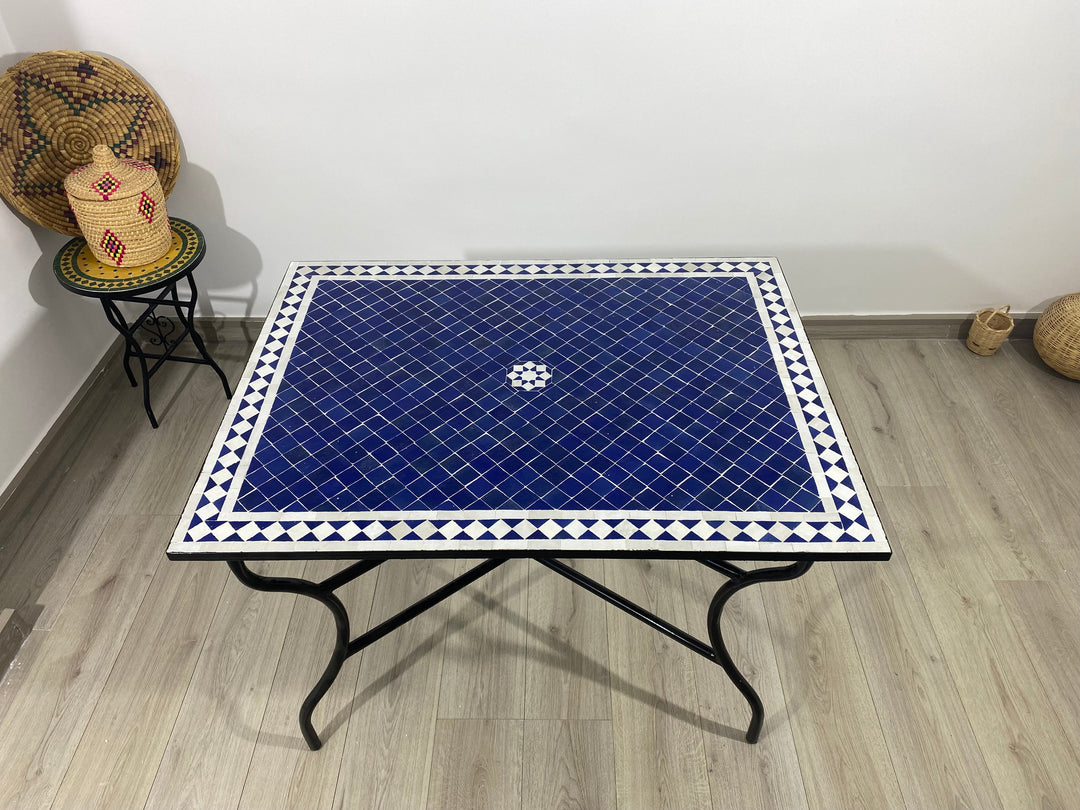 Moroccan blue mosaic Table for outdoor & indoor made Mosaic tiles, 100% handcrafted