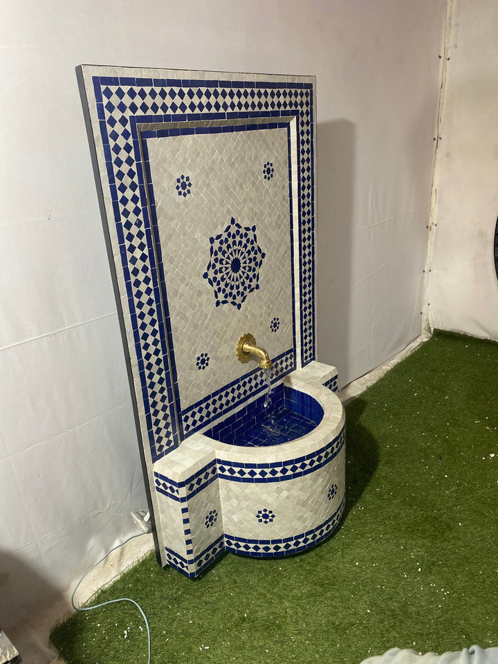 Amazing Mosaic Fountain for Outdoor and Indoor, Mid Century Fountain water inside, Moroccan Mosaic Fountain