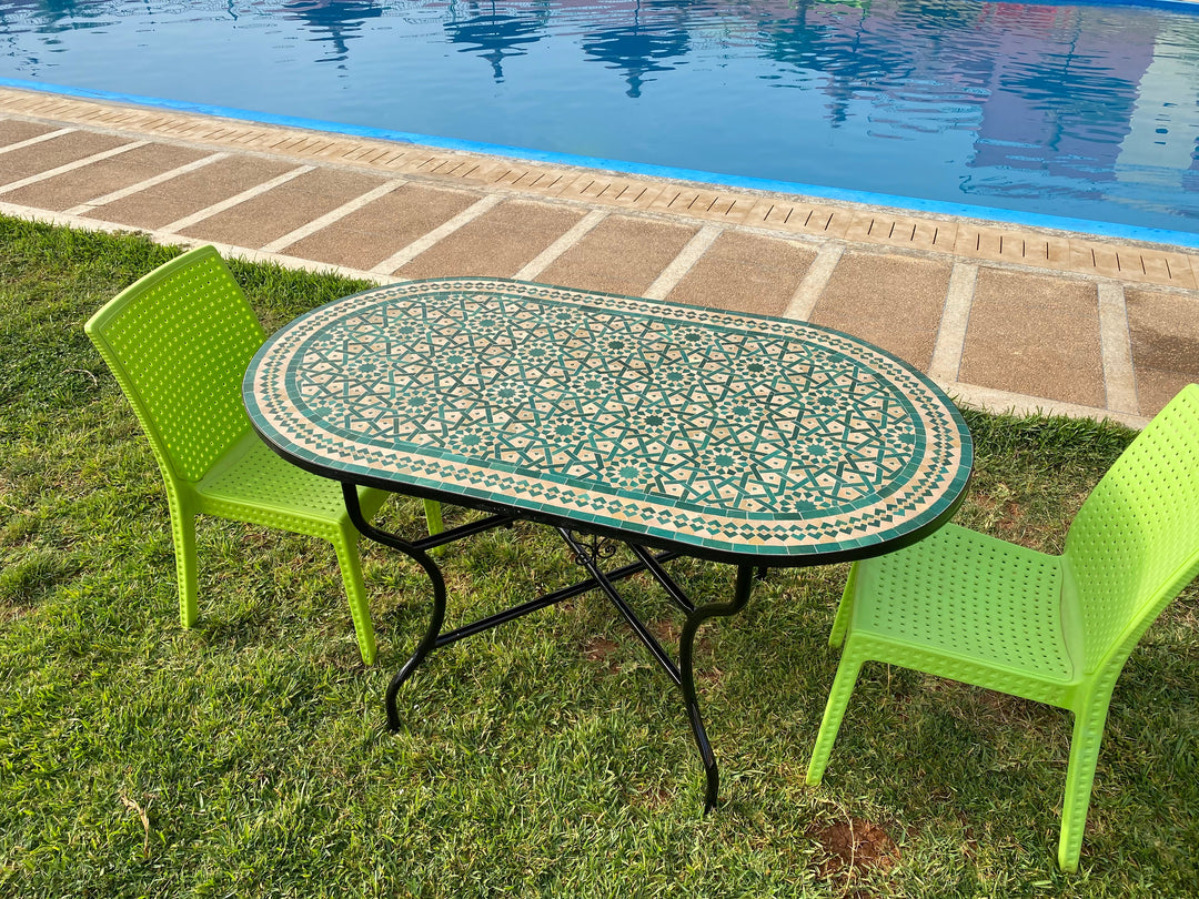 Toller Esstisch, marokkanischer Mosaiktisch, ovaler Tisch, Mosaiktisch – MyTindy