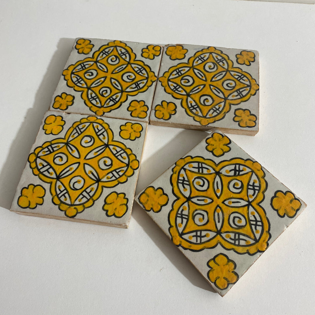 Yellow Ceramic tiles Hand painted tiles 4"x4" 100% for Bathroom Remodeling and kitchen Projects works wall and ground