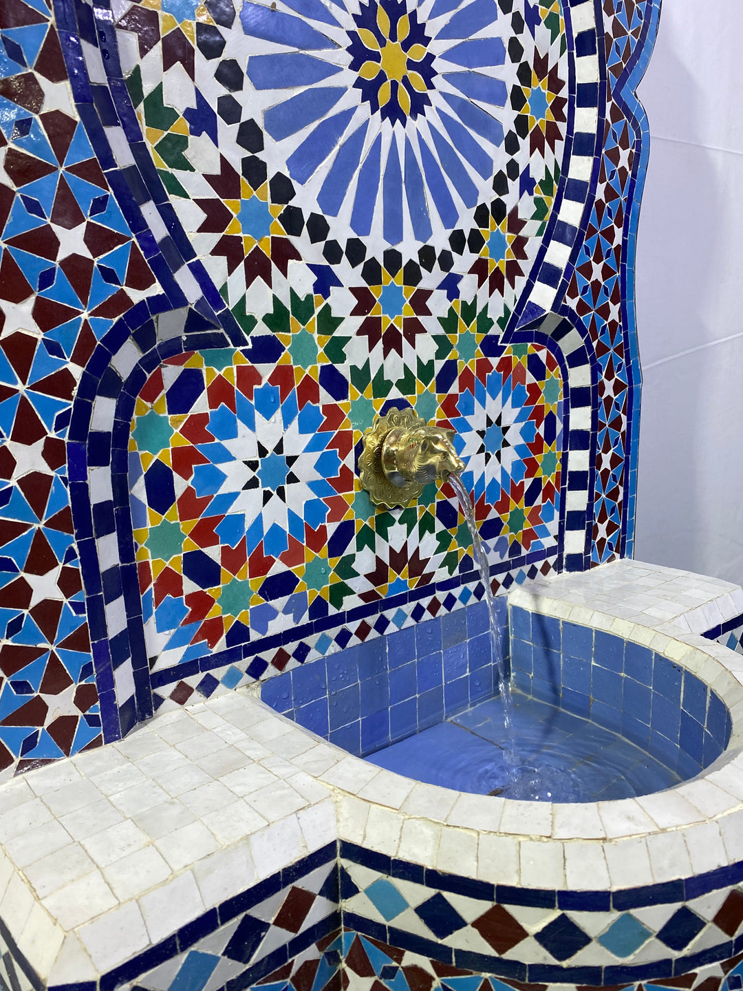 Mosaic Fountain for Outdoor Indoor Mid Century Fountain water inside  Moroccan Mosaic Fountain