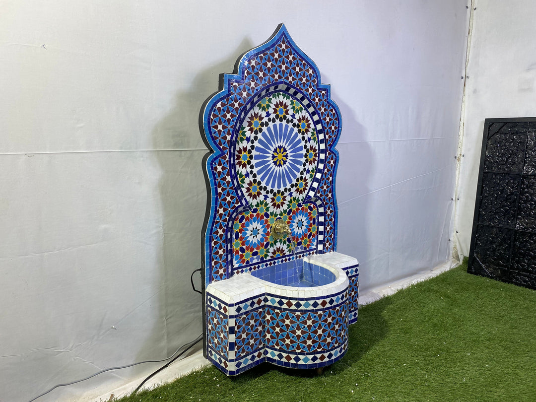 Mosaic Fountain for Outdoor Indoor Mid Century Fountain water inside  Moroccan Mosaic Fountain