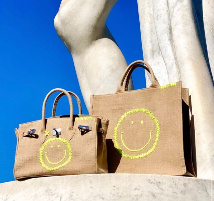 Sac à main en toile de jute Micro K Smiley