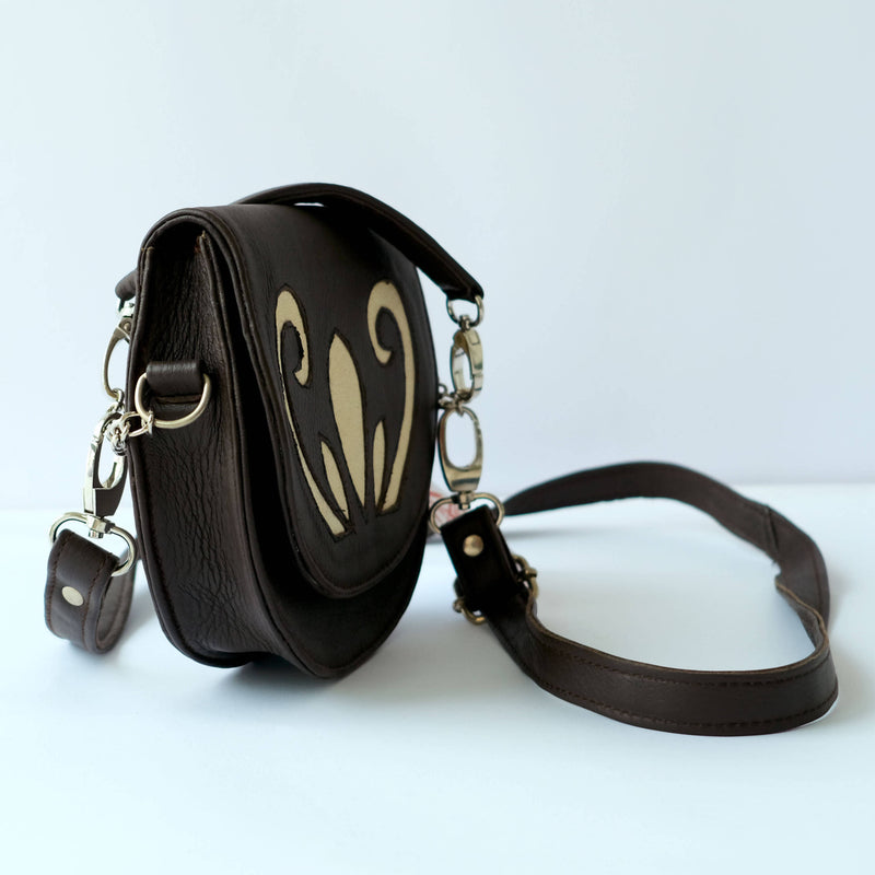 Small Dark Brown Leather Satchel Bag