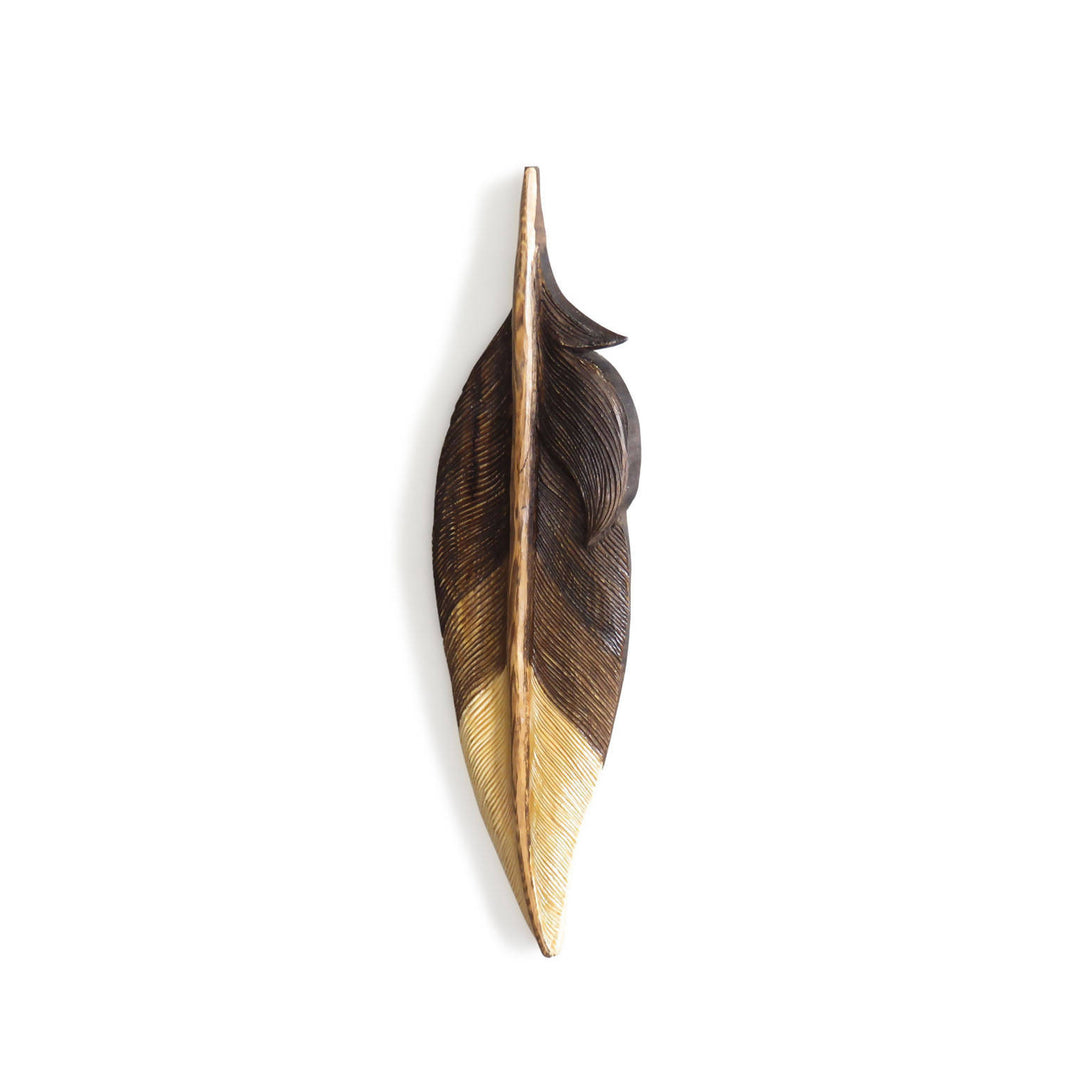 Carved feather for wall decor