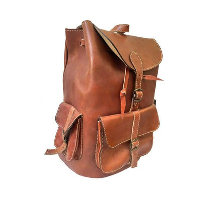 Camel Leather Backpack-My Real Leather-MyTindy