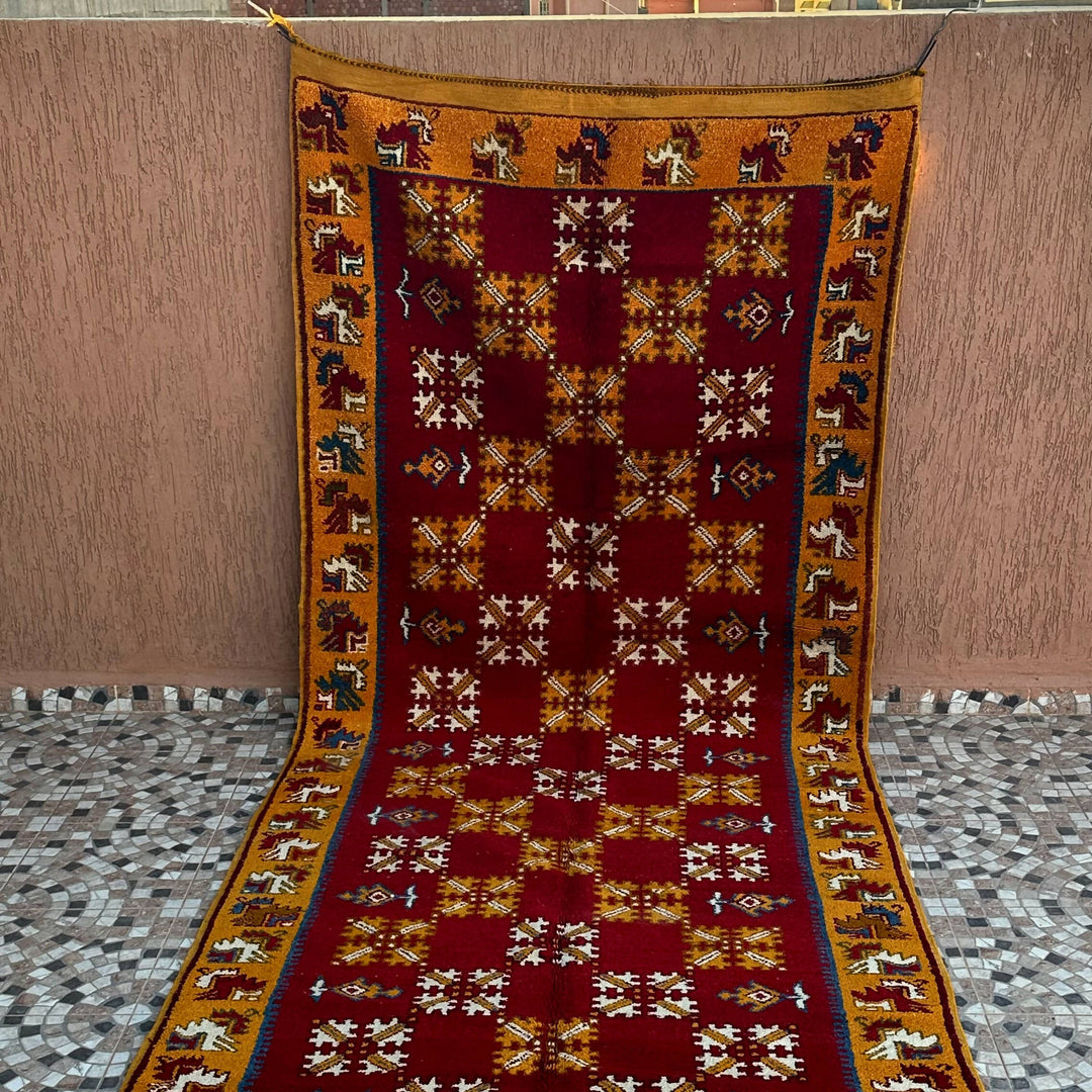 Vintage orange and red moroccan rug