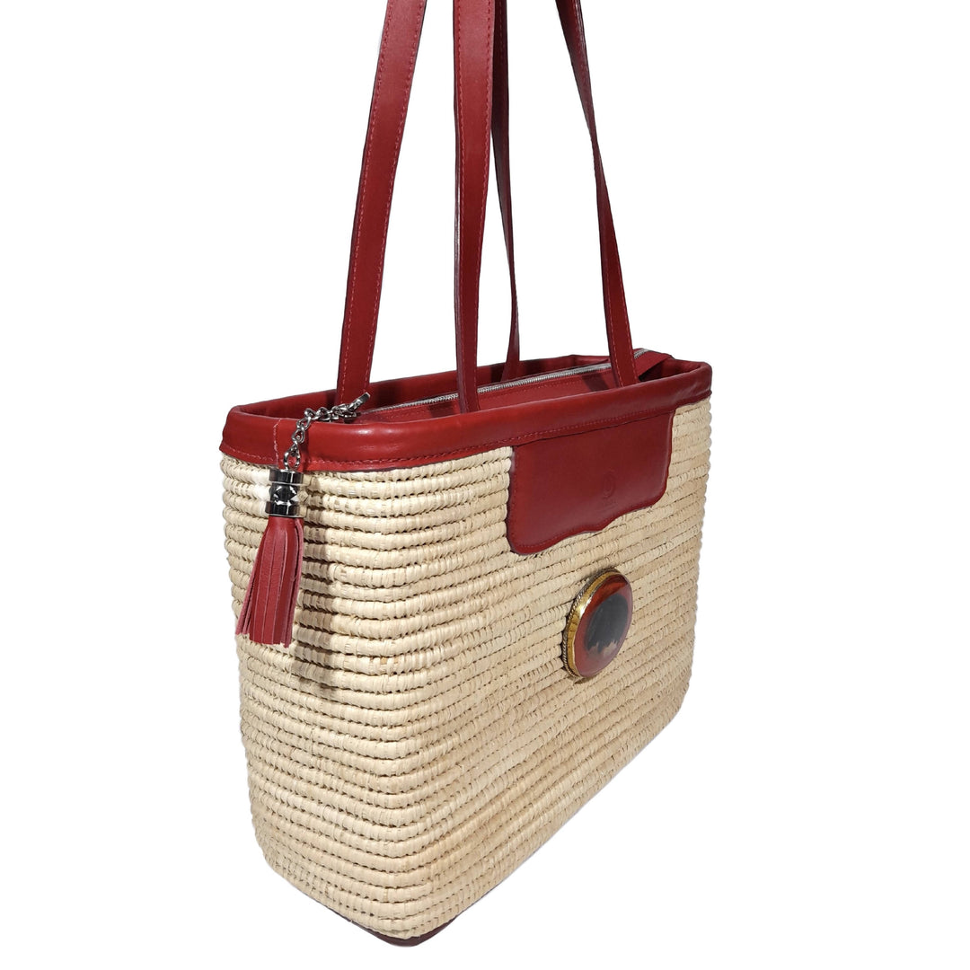 Sac Panier en Raphia et cuir RD – MyTindy - Main Image