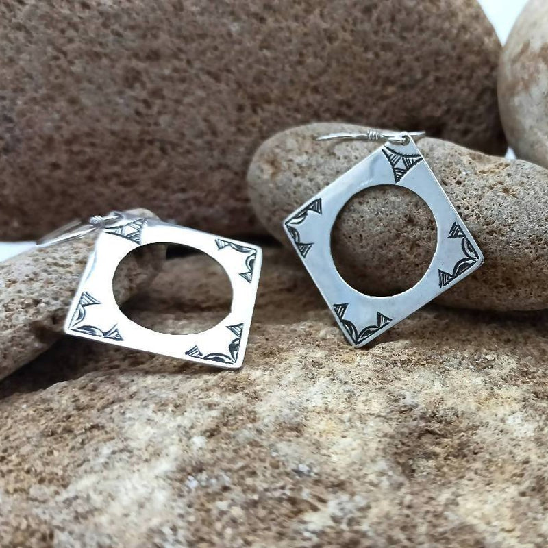 Silver Square Earrings-NK-Bijouterie-MyTindy