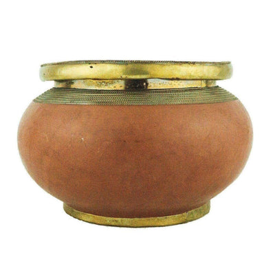 Large Brown Moroccan Ashtray in Terracotta and Wrought Iron Trita-The Label-MyTindy