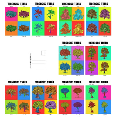 LOT OF 10 POSTCARDS - POP interpretation of the botanical board Morocco Trees Poster