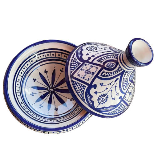 21 cm - Blue & White Moroccan Tajine