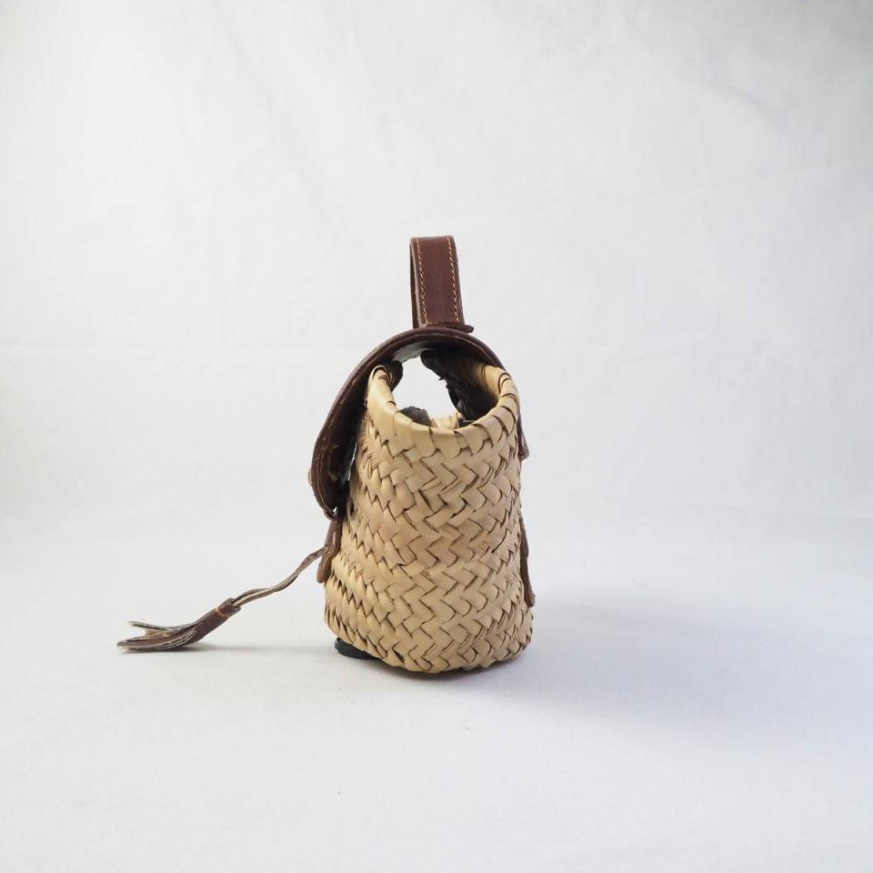 Leather and Straw Belt Bag-The Label-MyTindy