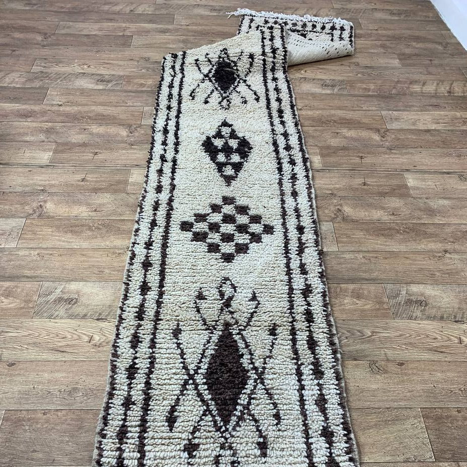 Moroccan rug Beni Ouarain rug 2x13 ft Handmade rug Berber rug