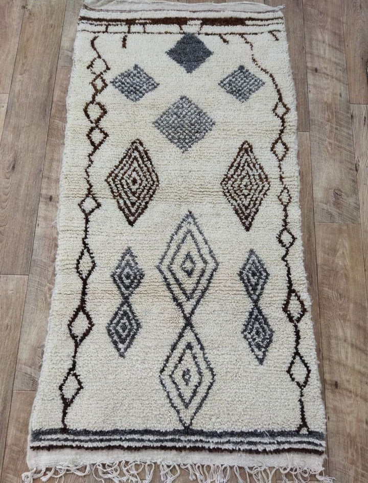 Moroccan rug Beni Ouarain rug 2x5 ft Handmade rug Berber rug