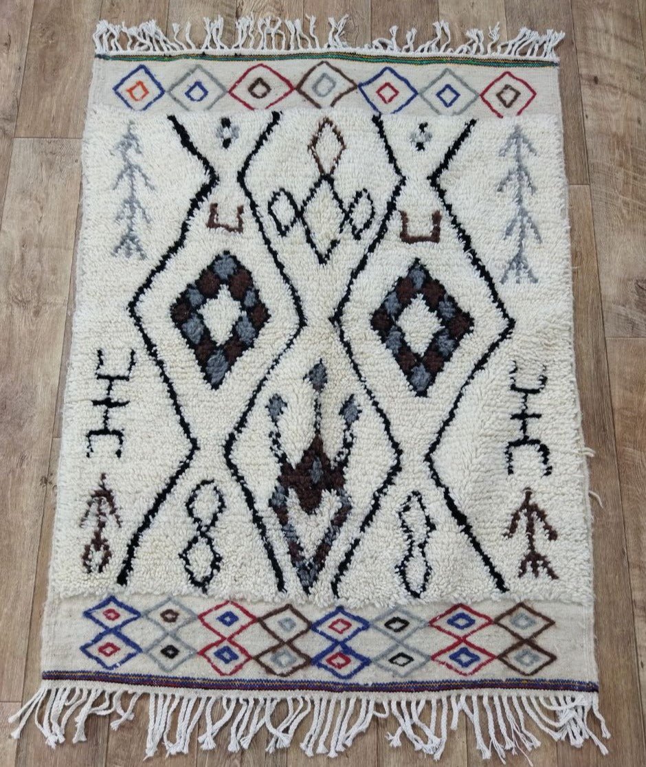 Moroccan rug Beni Ouarain rug 3x4 ft Handmade rug Berber rug