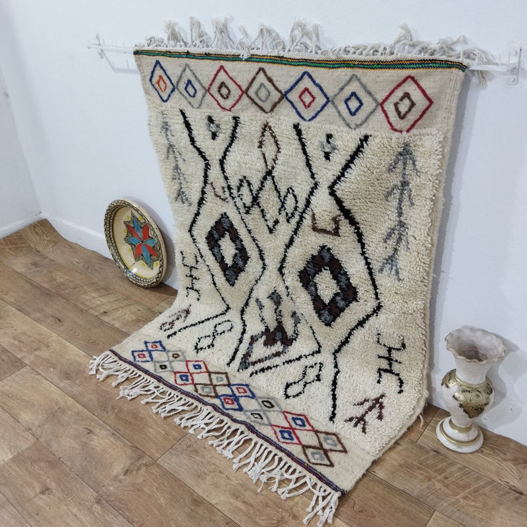 Marokkanischer Teppich Beni Ouarain Teppich 3x4 ft Handgemachter Teppi – MyTindy