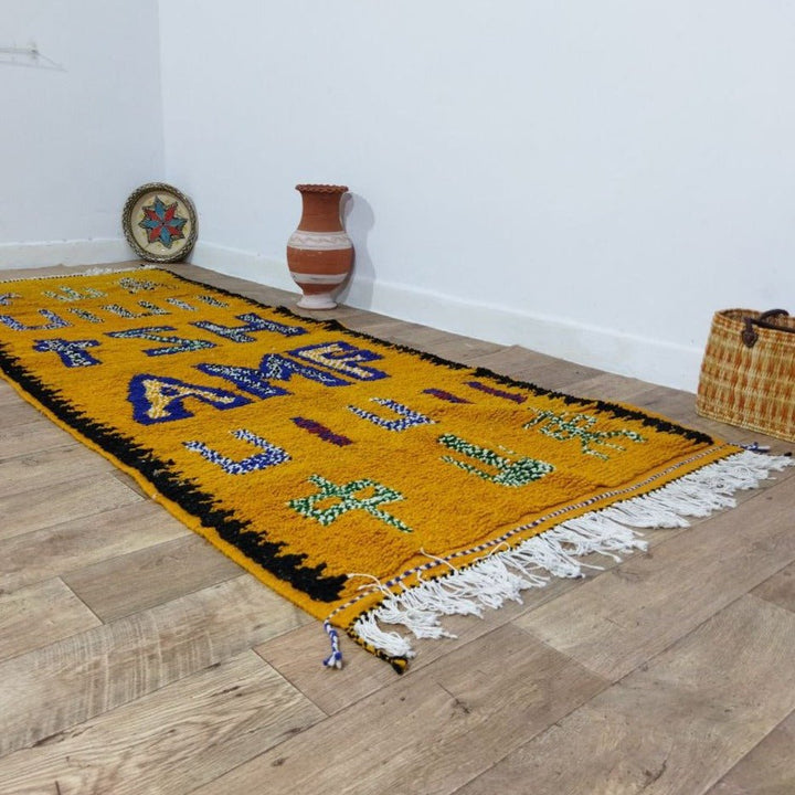 Moroccan rug Beni Ouarain rug 3x9 ft Handmade rug Berber rug