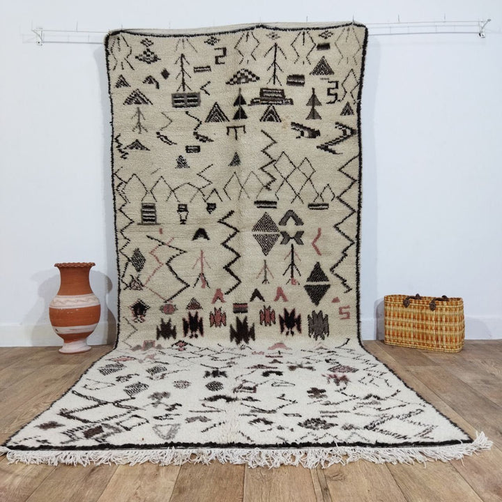 Moroccan rug Beni Ouarain rug 4x10 ft Handmade rug Berber rug