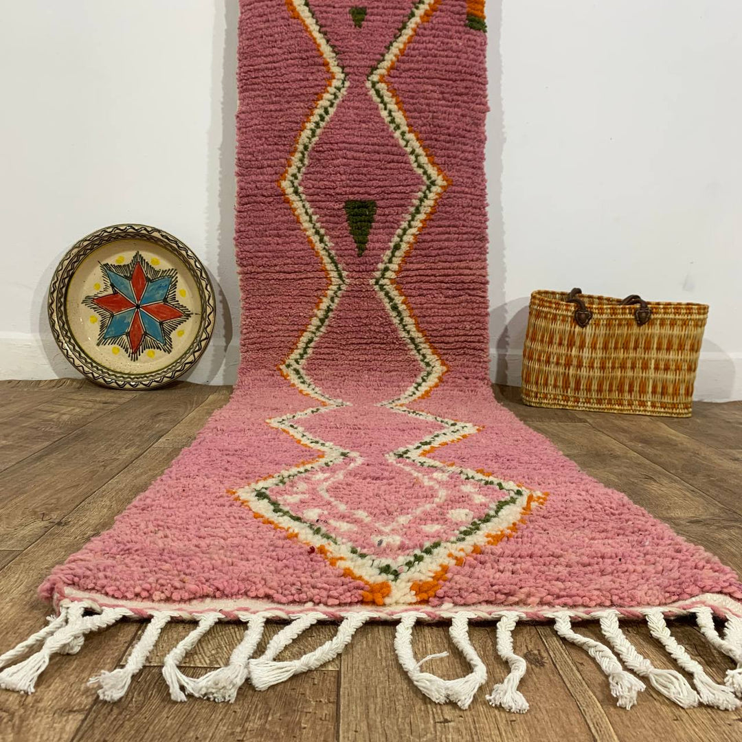 Moroccan rug Style Azilal rug 2x10 ft Handmade rug Berber rug
