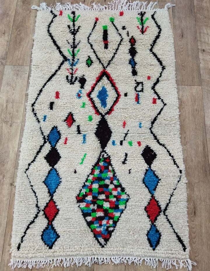 Moroccan rug Style Azilal rug 3x5 ft Handmade rug Berber rug