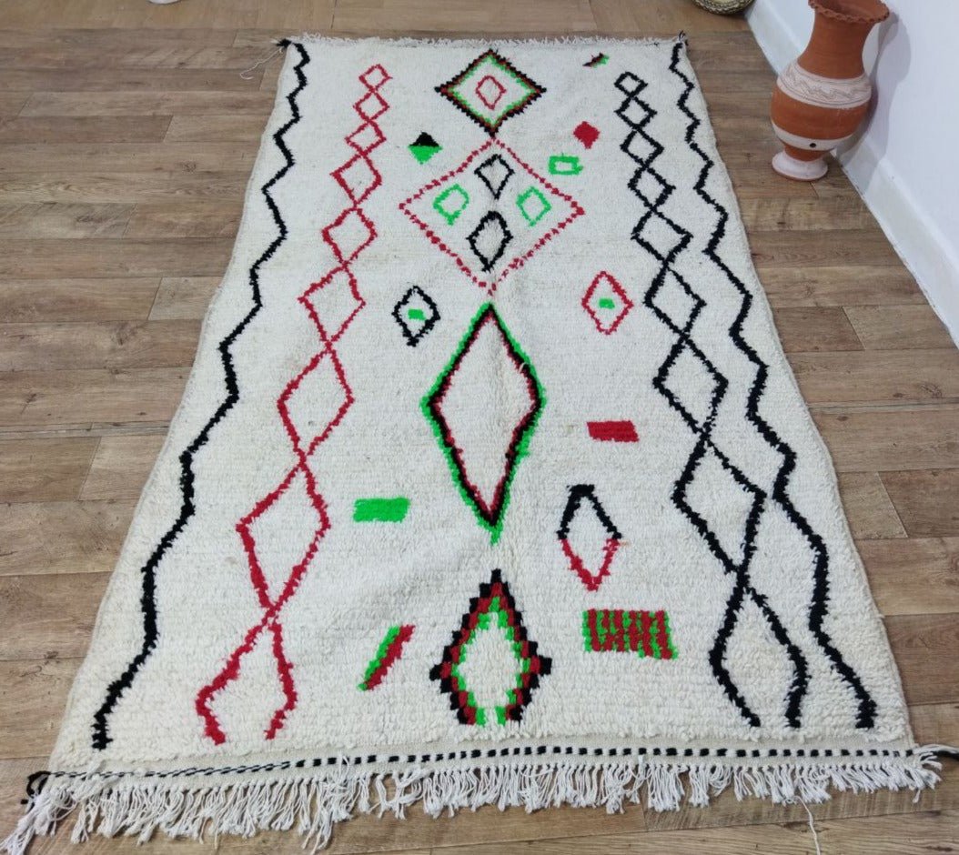 Authentic Moroccan rug Style Azilal rug 4x8 ft Handmade rug Berber rug