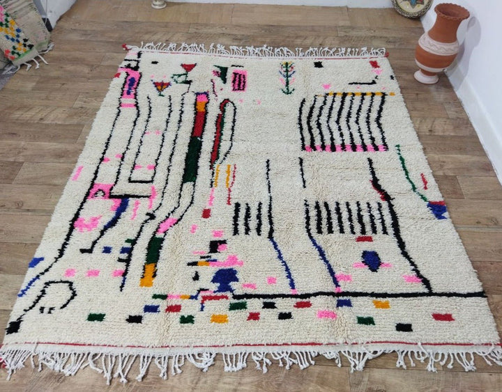 Moroccan rug Style Azilal rug 6x7 ft Handmade rug Berber rug
