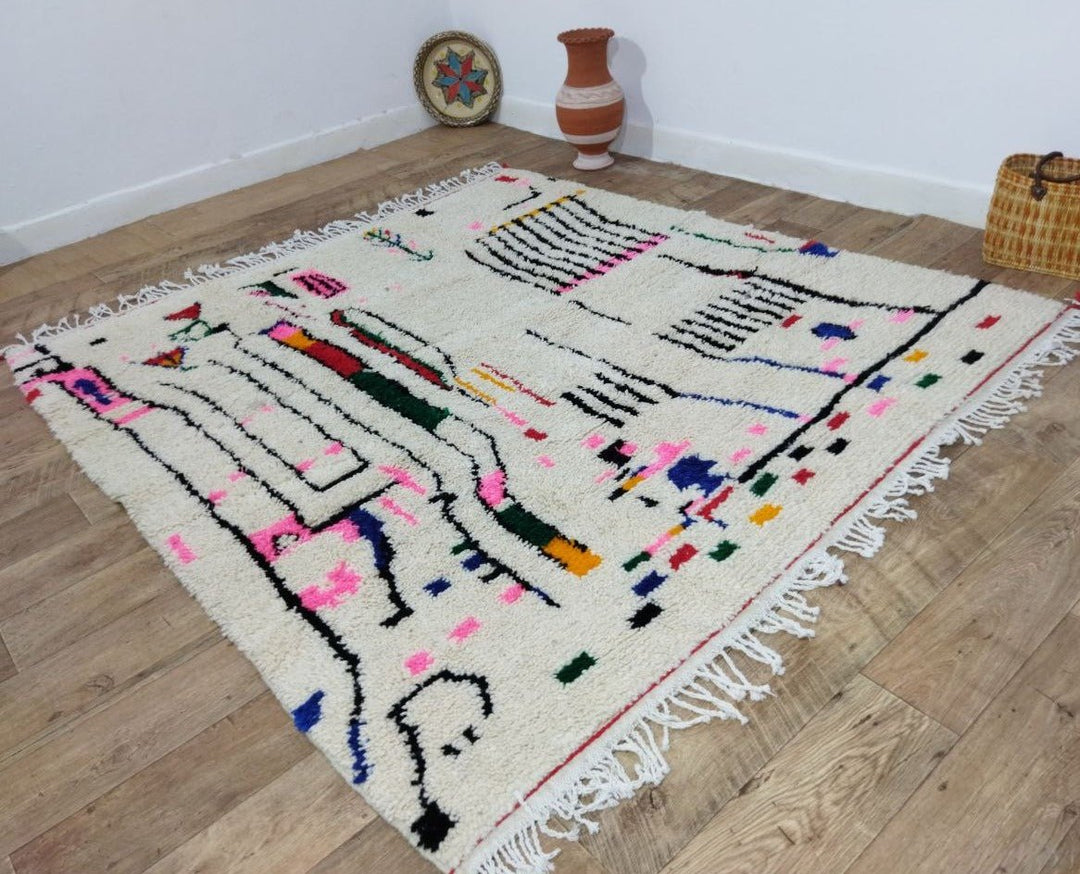 Moroccan rug Style Azilal rug 6x7 ft Handmade rug Berber rug