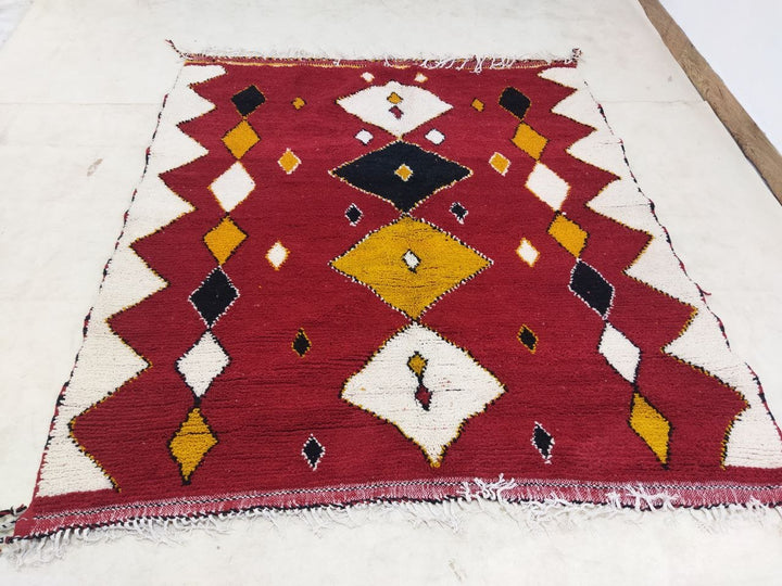 Moroccan rug Style Red Azilal rug 5x6 ft Handmade rug Berber rug