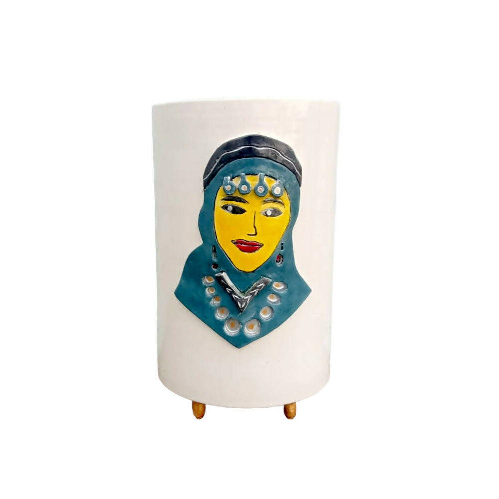 Amazigh girl glazed ceramic pot