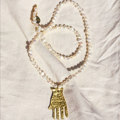 Long necklace with nacre beads OPEN HAND-ARGUMENT-MyTindy